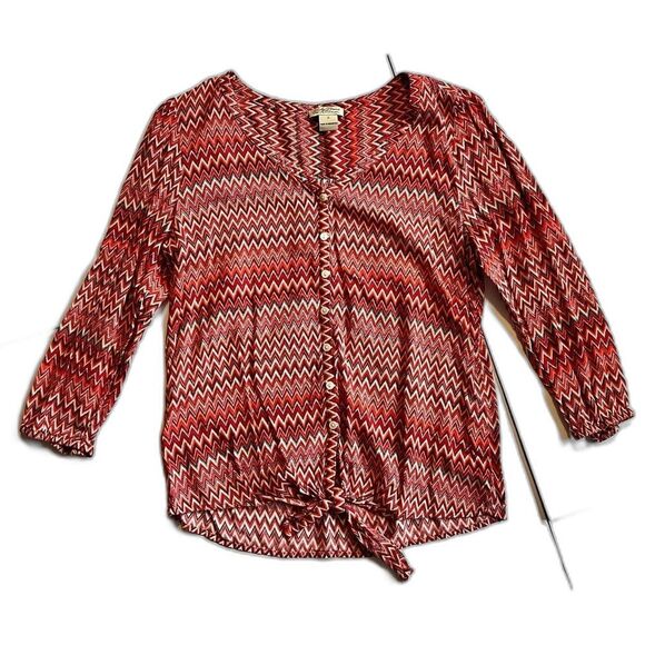 Lucky Brand Tops - Lucky Brand Live in Love Women’s Chevron Patterned Red Blouse Size Small